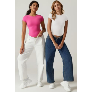 QINSEN Women's Short Sleeve Bodysuit - Chic & Comfortable