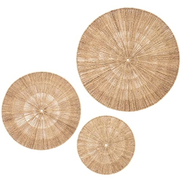 Artera Home Wicker Wall Decor- Set of 3 Oversized Woven Seagrass Wall Plaques, Unique Wall Art for a...