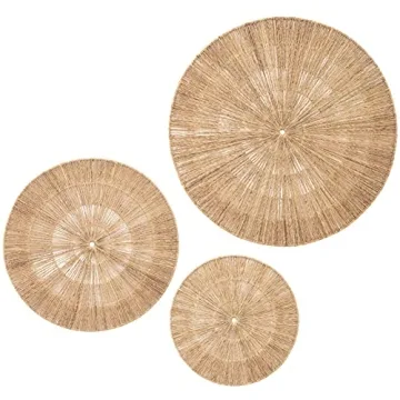 Artera Home Wicker Wall Decor- Set of 3 Oversized Woven Seagrass Wall Plaques, Unique Wall Art for a...