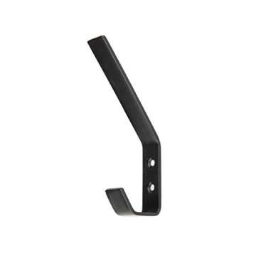 Amazon Basics Wall Mounted Modern Metal Drywall Coat Hooks - Flat Black, 5-Pack