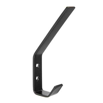 Amazon Basics Wall Mounted Modern Metal Drywall Coat Hooks - Flat Black, 5-Pack