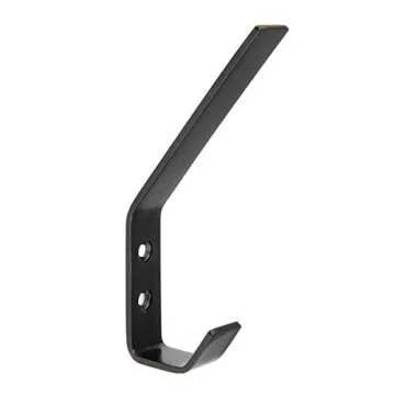 Amazon Basics Wall Mounted Modern Metal Drywall Coat Hooks - Flat Black, 5-Pack