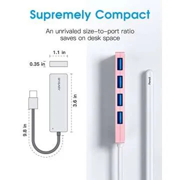BYEASY USB Hub,USB Splitter for Laptop, Fast Data Transfer 4 Port Multiport Adapter Compatible with Windows PC, Mac, Printer, Mobile HDD