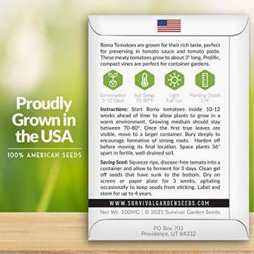 1 Pack Roma Tomato Seeds for Planting with Instructions to Grow Italian Roma Tomatoes in Your Home V...