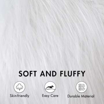 MIULEE Pack of 2 Decorative Faux Fur Throw Pillow Covers New Luxury Series Style Fluffy Pillow Case Cushion Cover for Sofa Bedroom Car White 18 x 18 Inch
