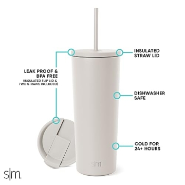 Insulated Tumbler with Lid and Straw - 24oz