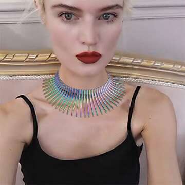 Statement Collar Choker Necklace African Canine Tooth Shape Fringe Necklace for Women Fashion Jewelry Accessories