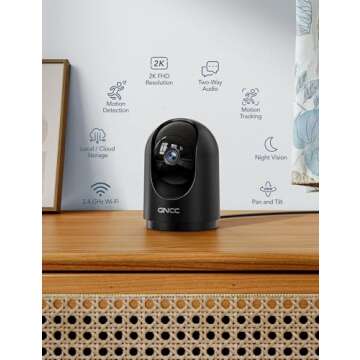 GNCC 2K Security Camera Indoor 360° WiFi Cameras for Home Security with Motion Detection, Pet/Dog/B...