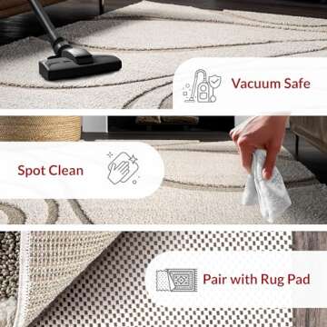 nuLOOM Carolyn Modern Shag Area Rug - 8x10 Shag Area Rug Transitional Cream Rugs for Living Room Bedroom Dining Room Nursery