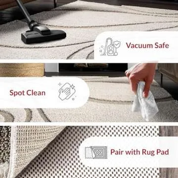 nuLOOM Carolyn Modern Shag Area Rug - 8x10 Shag Area Rug Transitional Cream Rugs for Living Room Bedroom Dining Room Nursery