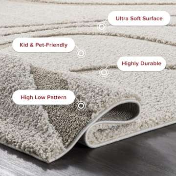 nuLOOM Carolyn Modern Shag Area Rug - 8x10 Shag Area Rug Transitional Cream Rugs for Living Room Bedroom Dining Room Nursery