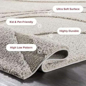 nuLOOM Carolyn Modern Shag Area Rug - 8x10 Shag Area Rug Transitional Cream Rugs for Living Room Bedroom Dining Room Nursery