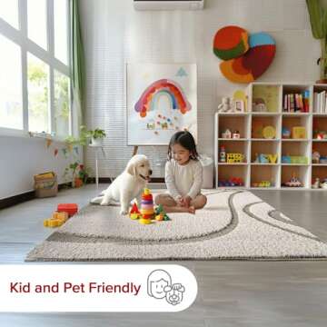 nuLOOM Carolyn Modern Shag Area Rug - 8x10 Shag Area Rug Transitional Cream Rugs for Living Room Bedroom Dining Room Nursery