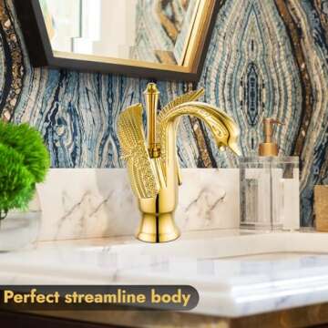 Cinwiny Bathroom Sink Faucet Swan Shaped Single Handle - Lavatory Basin Tap