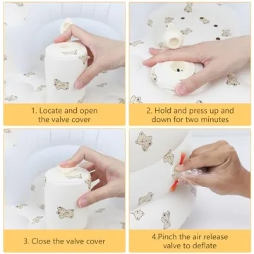 EKEPE Inflatable Baby Seat for Babies 3 Months & Up, Baby Floor Seats for Sitting Up, Baby Seats for Infants, Blow Up Baby Chair with Built in Air Pump - Bear