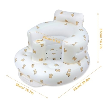 EKEPE Inflatable Baby Seat for Babies 3 Months & Up, Baby Floor Seats for Sitting Up, Baby Seats for Infants, Blow Up Baby Chair with Built in Air Pump - Bear