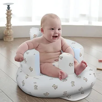 EKEPE Inflatable Baby Seat for Babies 3 Months & Up, Baby Floor Seats for Sitting Up, Baby Seats for Infants, Blow Up Baby Chair with Built in Air Pump - Bear