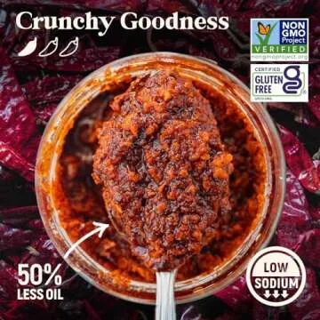 Homiah Sambal Chili Crunch, Shrimp, Large 9oz Jar - Less Oil Low Sodium Gluten Free Non-GMO, Sambal Oelek Chili Paste, Shrimp Paste, Crispy Chili Crunch Topping – Mild