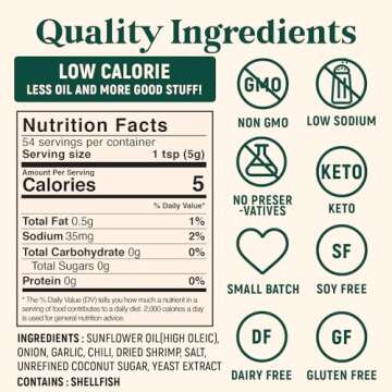 Homiah Sambal Chili Crunch, Shrimp, Large 9oz Jar - Less Oil Low Sodium Gluten Free Non-GMO, Sambal Oelek Chili Paste, Shrimp Paste, Crispy Chili Crunch Topping – Mild