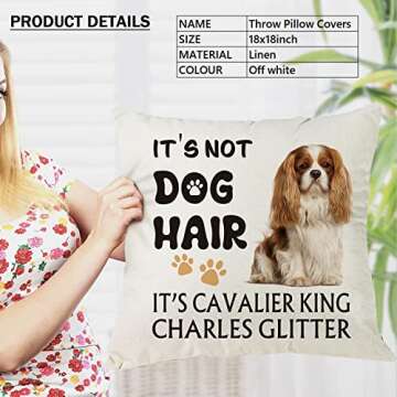 OUZ It's Cavalier King Charles Glitter Throw Pillow Cover - It's NOT Dog Hair,Funny Pillowcase,Gift ...