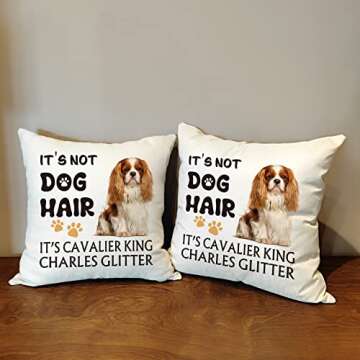 OUZ It's Cavalier King Charles Glitter Throw Pillow Cover - It's NOT Dog Hair,Funny Pillowcase,Gift for Dog Lovers,Sofa Bed Living Room Home Decoration, 18x18 Inch 8D309