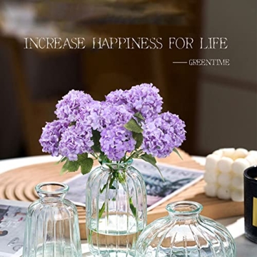 GREENTIME Purple Artificial Hydrangea Flowers for Decor