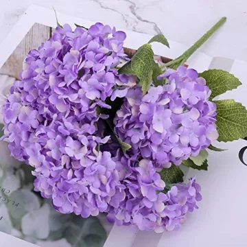 GREENTIME Purple Artificial Hydrangea Flowers for Decor