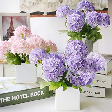 GREENTIME Purple Artificial Hydrangea Flowers for Decor