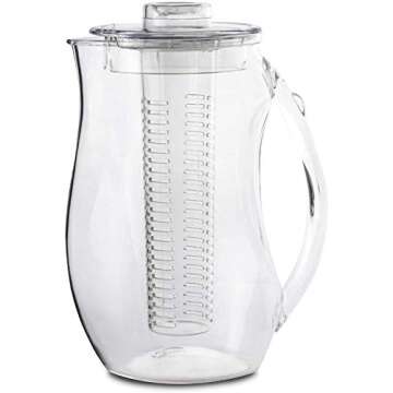 Large Fruit Infuser Water Pitcher (2.9 Quart / 93 Oz) – Shatterproof Acrylic Infusion Jug for Iced...