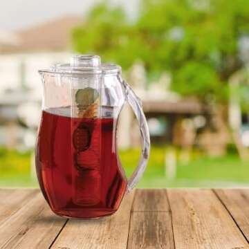 Large Fruit Infuser Water Pitcher (2.9 Quart / 93 Oz) – Shatterproof Acrylic Infusion Jug for Iced Tea, Juice, Beverages, Water, Lemon, Fruit & Herbs – BPA Free