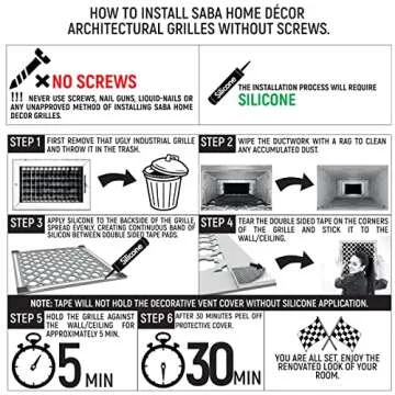 SABA Home Decor Air Vent Cover Grille - Acrylic Fiberglass 6 x 6 Duct Opening (8 x 8 Overall) White Finish Decorative Register Covers for Walls and Ceilings, Charlotte (6 x 6, White)