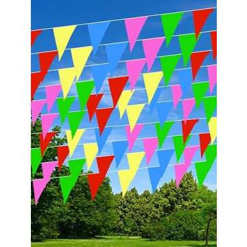 Multicolor Nylon Pennant Flags, 263Ft Durable Banner Rope, 200-300Pcs for Events (300)