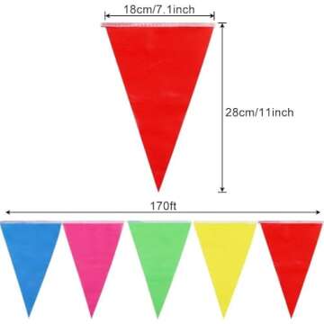 Multicolor Nylon Pennant Flags, 263Ft Durable Banner Rope, 200-300Pcs for Events (300)
