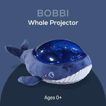 Bobbi The Whale Ceiling Night Light Projector for Babies and Kids, Sleep Soother with Adjustable Vol...