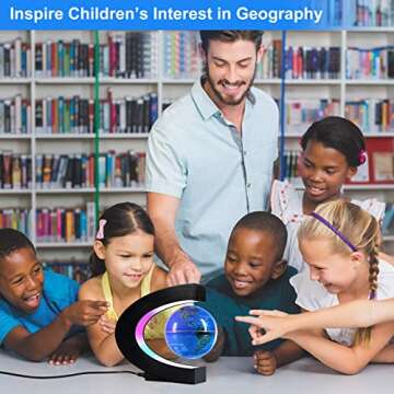 Flagest Magnetic Levitation Floating Globe, Levitating C Shape Globe with LED Lights for Education Home Office Desk Bookshelf Decor, Holiday Anniversary Creative Item(3.3 Inches Globe)