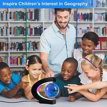 Flagest Magnetic Levitation Floating Globe, Levitating C Shape Globe with LED Lights for Education Home Office Desk Bookshelf Decor, Holiday Anniversary Creative Item(3.3 Inches Globe)