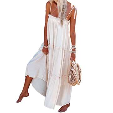 FULA-bao Women's Adjustable Spaghetti Strap Maxi Dress