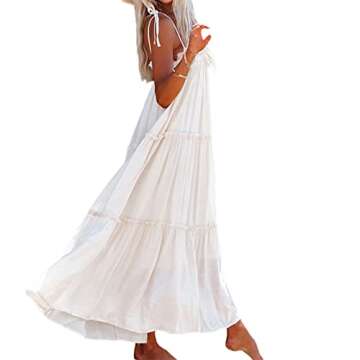 FULA-bao Women's Adjustable Spaghetti Strap Maxi Dress