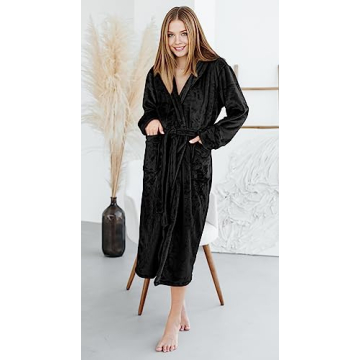 NY Threads Women's Plush Fleece Bathrobe - Soft & Warm
