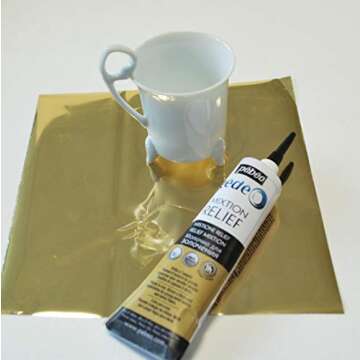 Pébéo Gédéo Mirror Effect 24k Gold Leaves Adhesive Sheet - 12 Sheets, 5 ½ x 5 ½ Inches, Art and Craft Supplies, for Painting, Home Decor, or Decorations