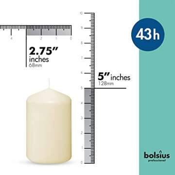 BOLSIUS 12 Ivory Pillar Candles Set - Unscented 43 Hour Long Lasting Candles - 2.7-x 5.1-inch Driple...