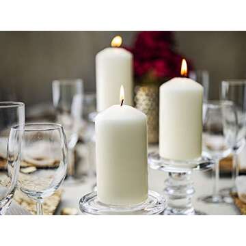 BOLSIUS 12 Ivory Pillar Candles Set - Unscented 43 Hour Long Lasting Candles - 2.7-x 5.1-inch Dripless Clean Burning Smokeless Dinner Candle - Perfect for Weddings Parties and Special Occasions