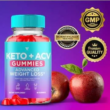 Keto ACV Gummies Advanced Weight Loss Belly Fat Burners Product Works Fast, ACV Keto Gummy Detox Cleanse Diet Apple Cider Vinegar Metabolism(60 Count)