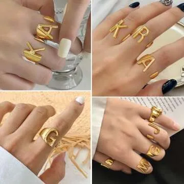 KeyStyle Initial B Gold Statement Ring for Women