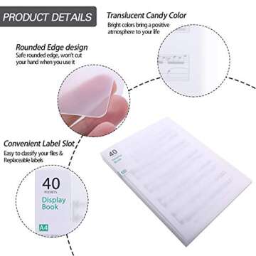 Phyxin Plastic Presentation Book Portfolio Folder 80 Pockets File Folder Clear Sleeves Protectors Di...