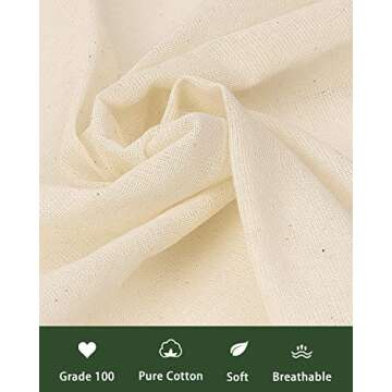 Cheesecloth for Straining Grade 100, 20 Pieces Reusable Hemmed Cheesecloth 20 x 20 Inches, 100% Unbl...
