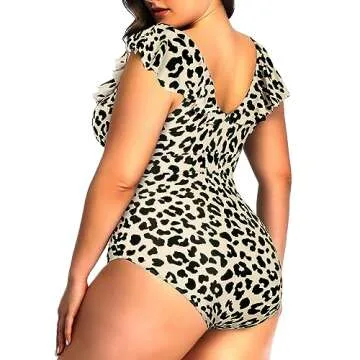 Daci Plus Size one Piece Swimsuits for Women Tummy Control Bathing Suits Ruffle Vintage Swimwear Leo...