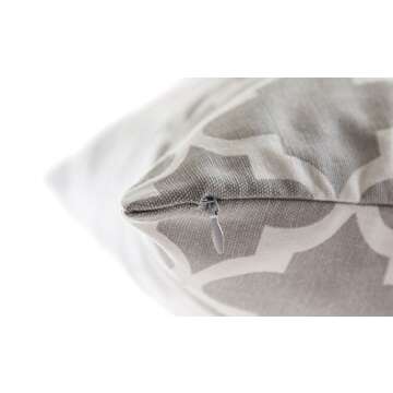 TreeWool Trellis Accent Fall Winter 18x18 Set of 2 Decorative Throw Pillow Covers 100% Cotton Home Decor Pillowcases for Sofa Couch (Silver Gray)