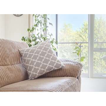 TreeWool Trellis Accent Fall Winter 18x18 Set of 2 Decorative Throw Pillow Covers 100% Cotton Home Decor Pillowcases for Sofa Couch (Silver Gray)
