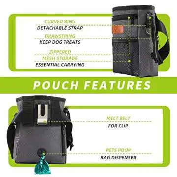 KHPR Dog Treat Training Pouch Easily Carries Pet Toys Kibble,Treats Built-in Poop Bag Dispenser 3 Wa...